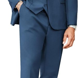 Men's 3 Pieces Suits Classic Fit 2 Buttons Dress Suit Set Wedding Business Dinner Prom Jacket Vest Pants